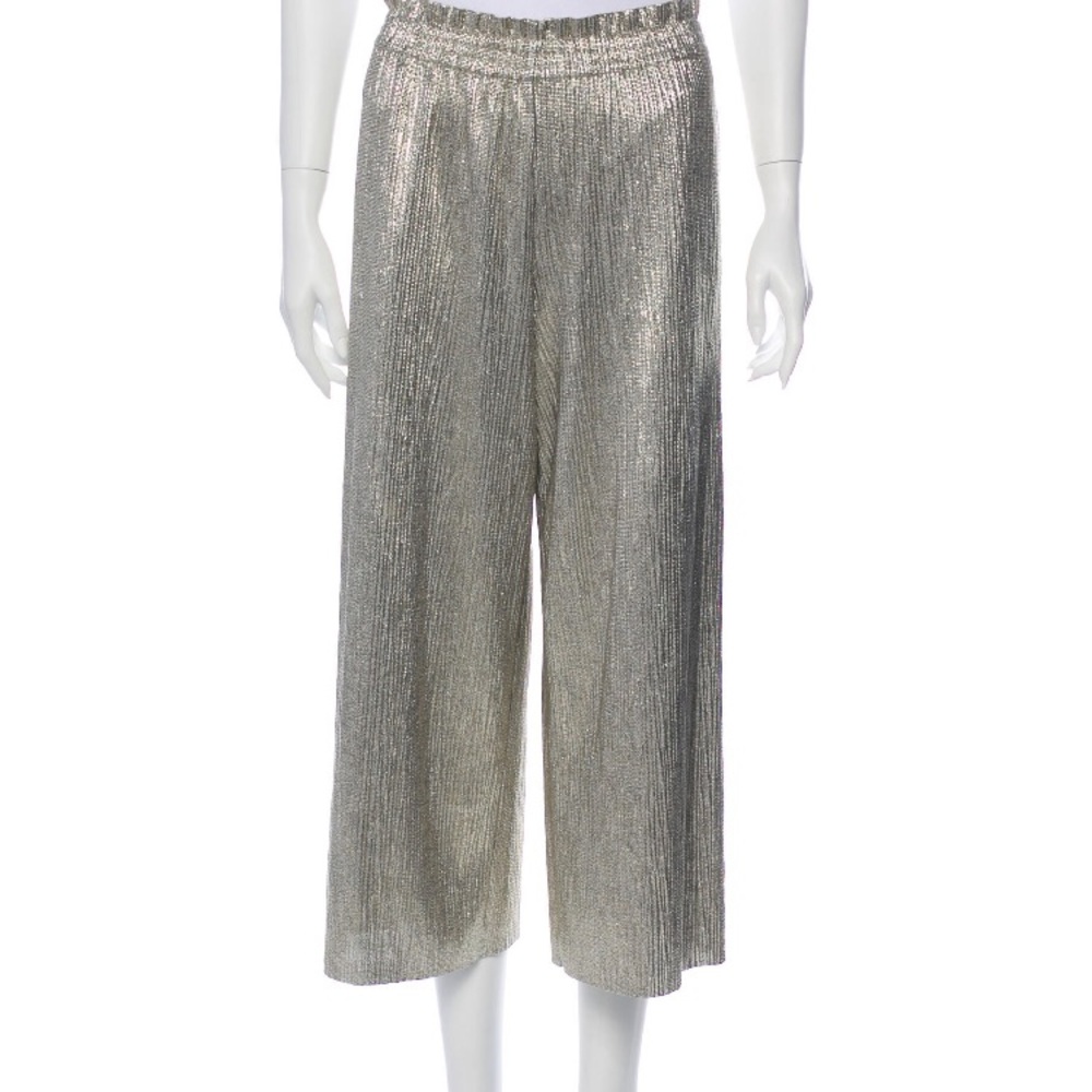 Alice + Olivia gold wide leg cropped pants